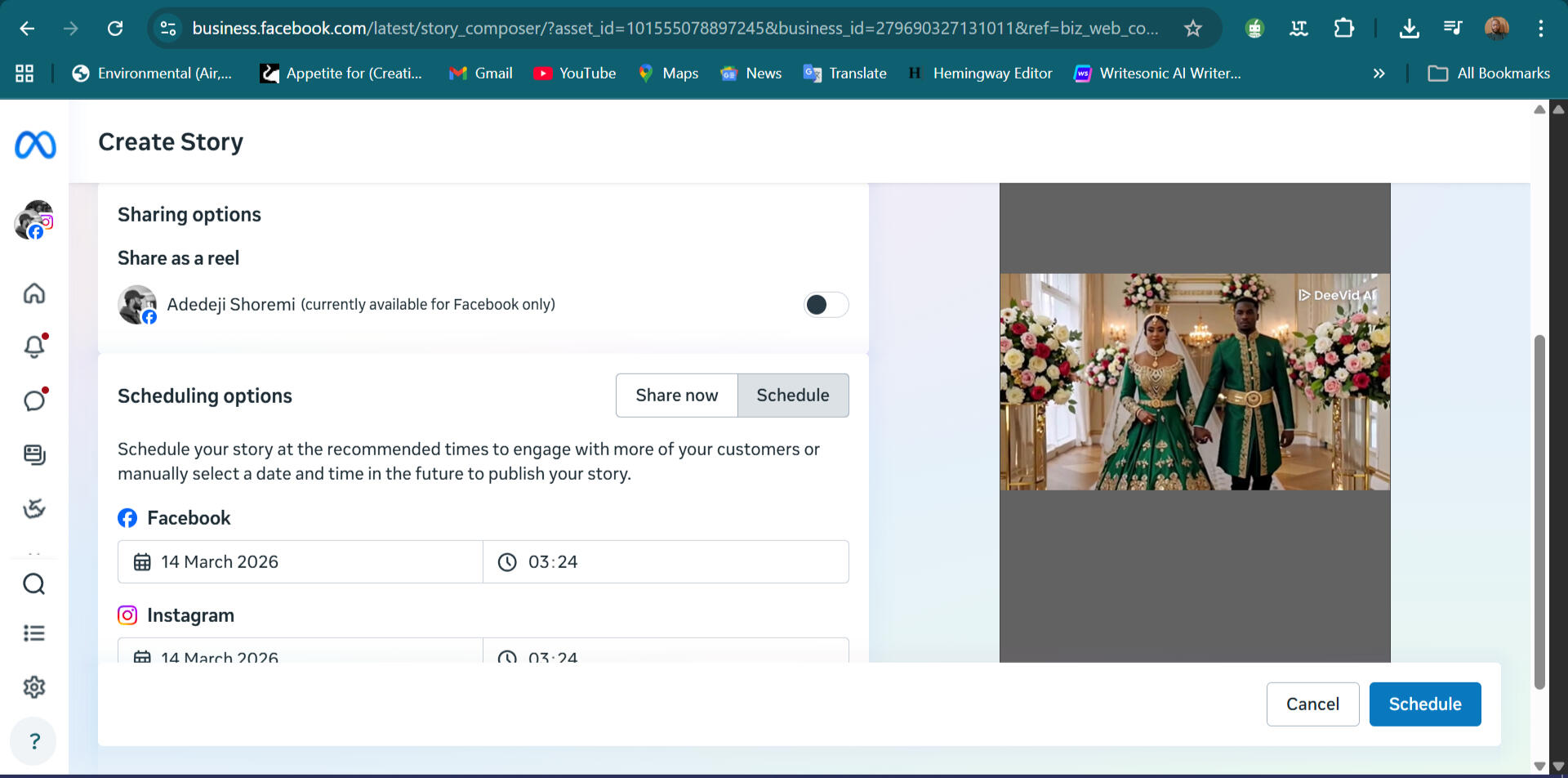 Scheduled posts on meta suite